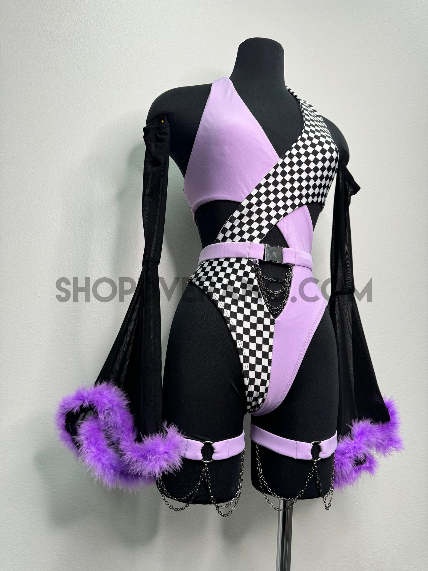 Atuendo para rave eléctrica, Atuendo para rave lila, Atuendo para festival, Conjunto de atuendos para rave, Conjunto para festival, Conjunto de atuendos para festival, Atuendo para rave neón