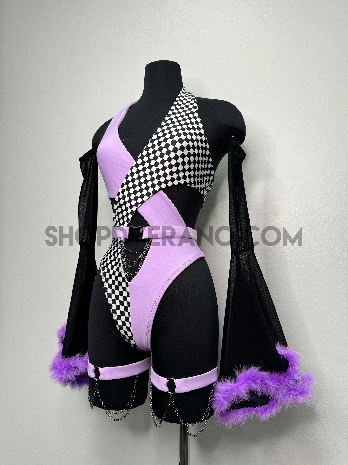 Atuendo para rave eléctrica, Atuendo para rave lila, Atuendo para festival, Conjunto de atuendos para rave, Conjunto para festival, Conjunto de atuendos para festival, Atuendo para rave neón