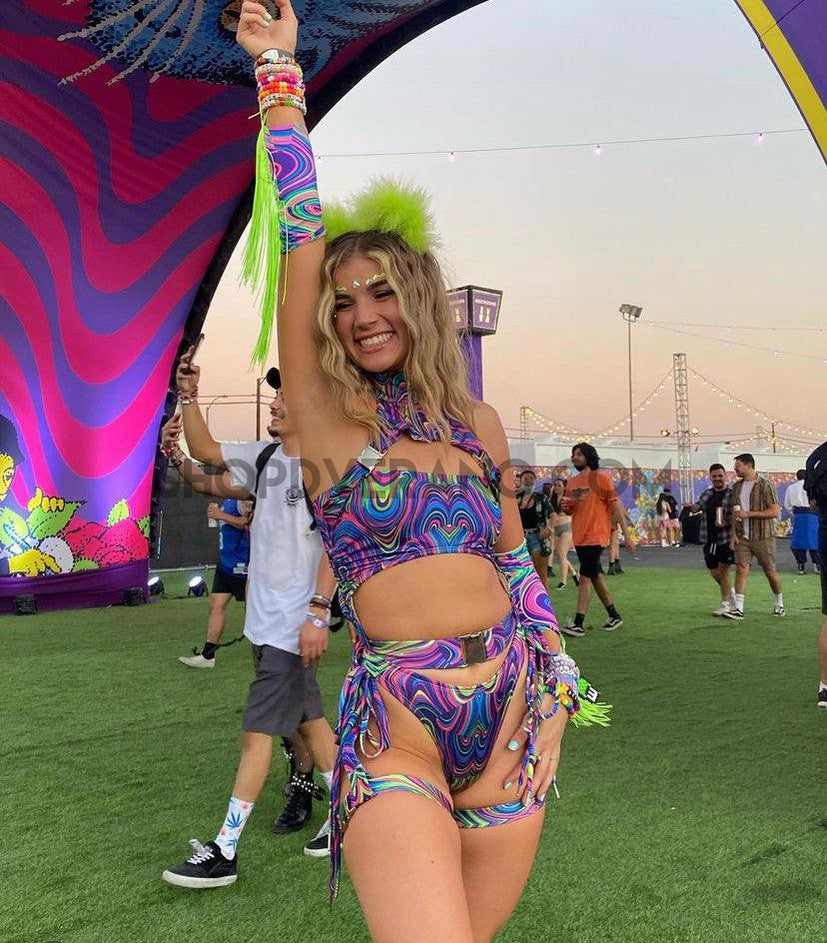 Festival Rave Women Clothing Trippy Neon Rave outfit Complete Rave S DVERANO