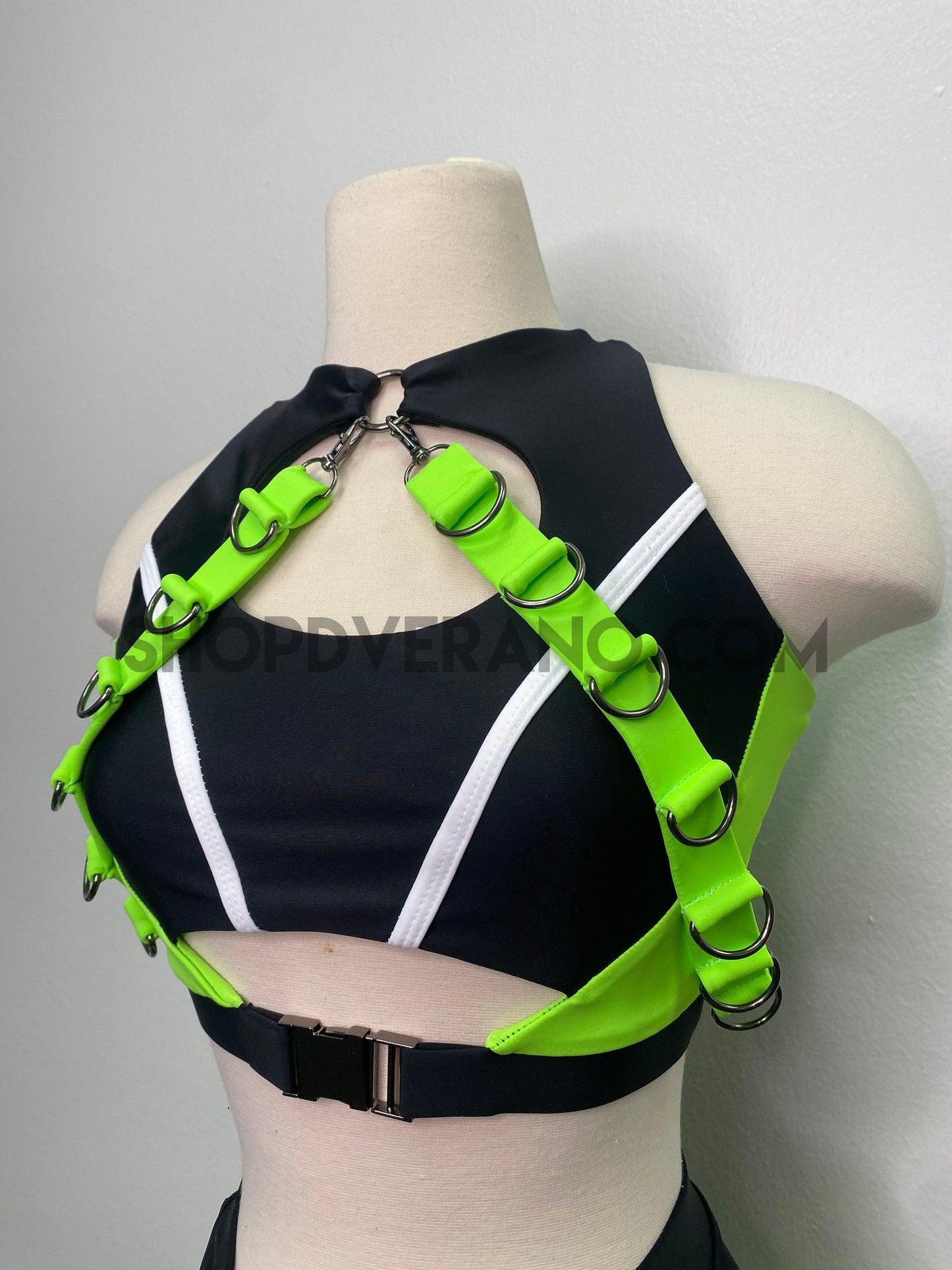 Conjunto de arnés para rave, conjunto para rave, conjunto para rave de neón, arnés, atuendo para rave, atuendo de la WWE, disfraz de actuación, personalizable