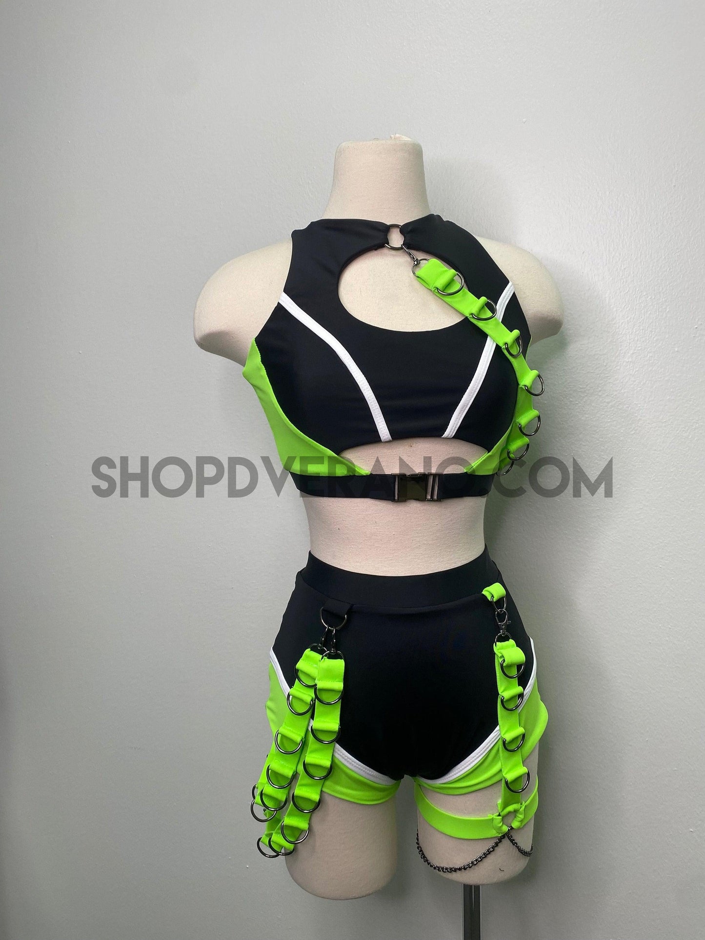 Conjunto de arnés para rave, conjunto para rave, conjunto para rave de neón, arnés, atuendo para rave, atuendo de la WWE, disfraz de actuación, personalizable