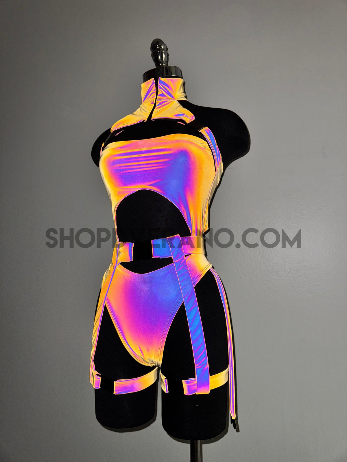 Reflective Rave Reflective Dakota Rave Set, Iridescent Rave outfit, Reflective Bodysui ...