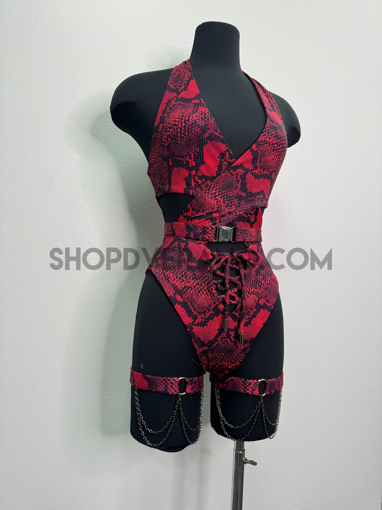 Cobra Rave Set, Festival Outfit, Rave Outfit Set, Festival Set, Festival Outfit Set, Red Rave Outfit, Red Festival Set, Snake Print Rave Set