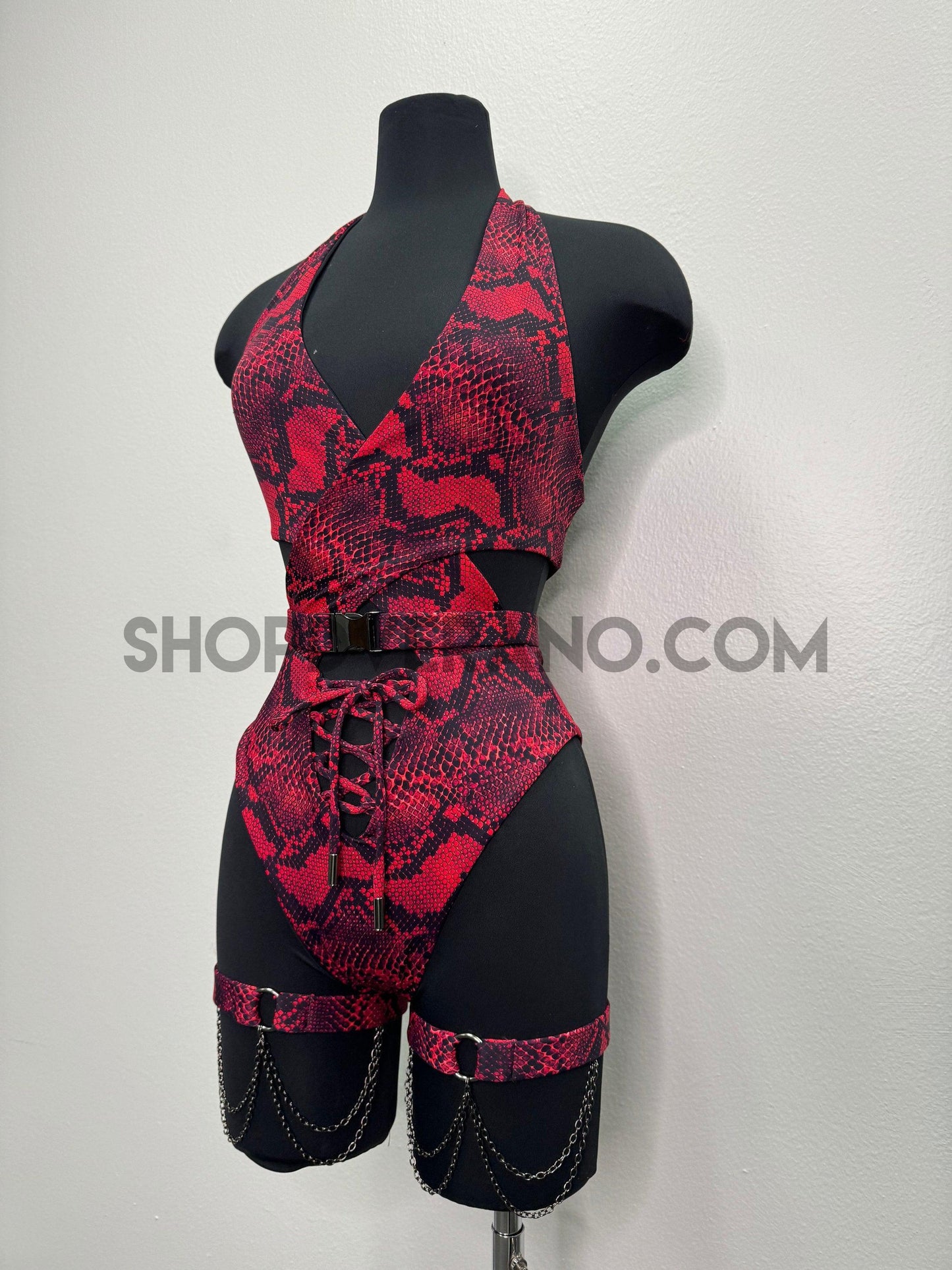 Cobra Rave Set, Festival Outfit, Rave Outfit Set, Festival Set, Festival Outfit Set, Red Rave Outfit, Red Festival Set, Snake Print Rave Set