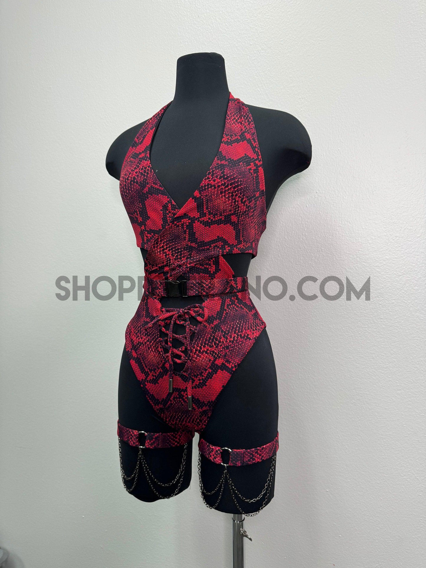 Cobra Rave Set, Festival Outfit, Rave Outfit Set, Festival Set, Festival Outfit Set, Red Rave Outfit, Red Festival Set, Snake Print Rave Set