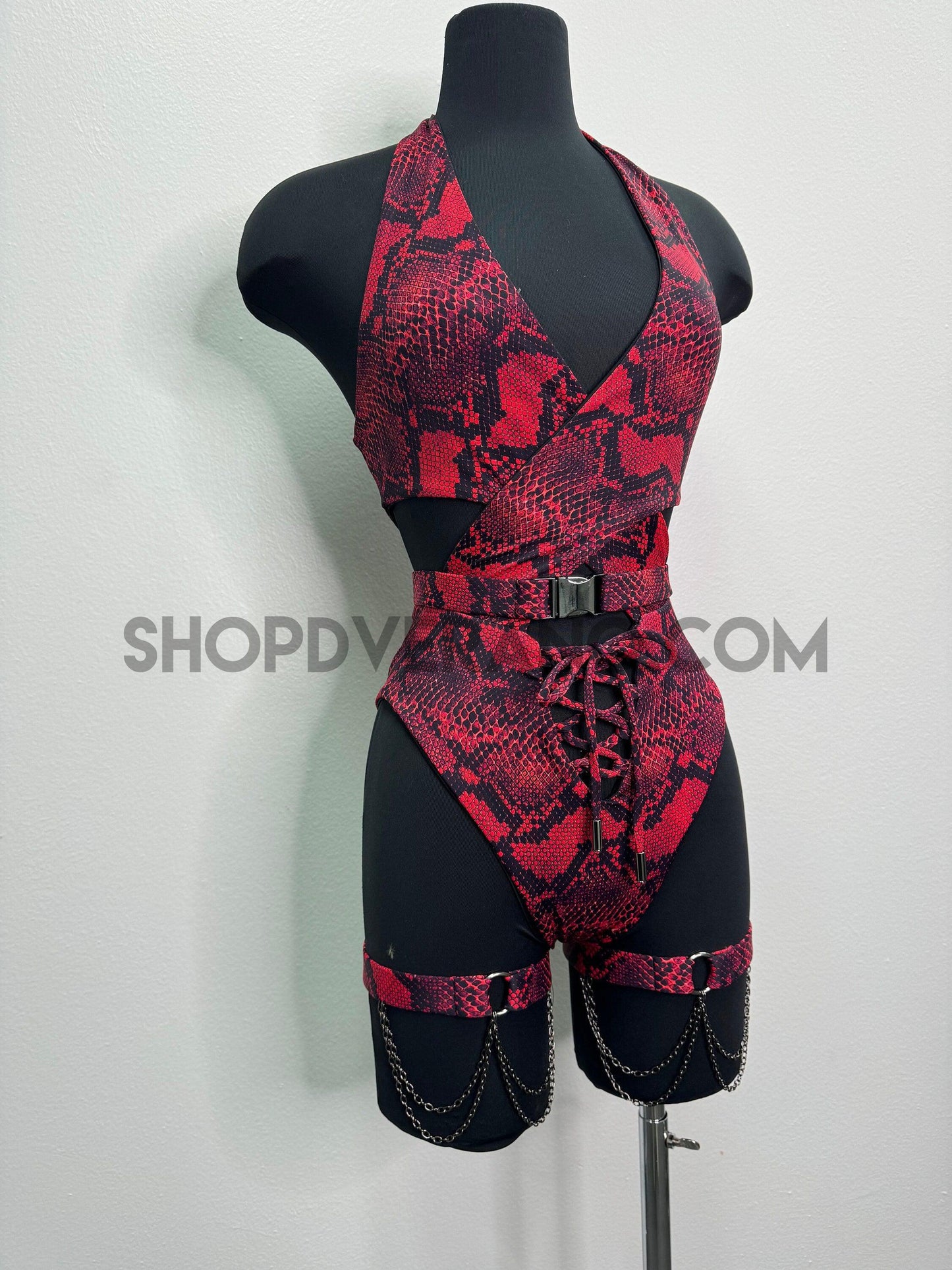 Cobra Rave Set, Festival Outfit, Rave Outfit Set, Festival Set, Festival Outfit Set, Red Rave Outfit, Red Festival Set, Snake Print Rave Set