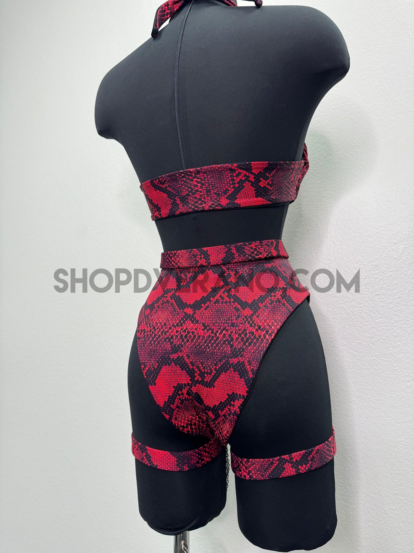 Cobra Rave Set, Festival Outfit, Rave Outfit Set, Festival Set, Festival Outfit Set, Red Rave Outfit, Red Festival Set, Snake Print Rave Set