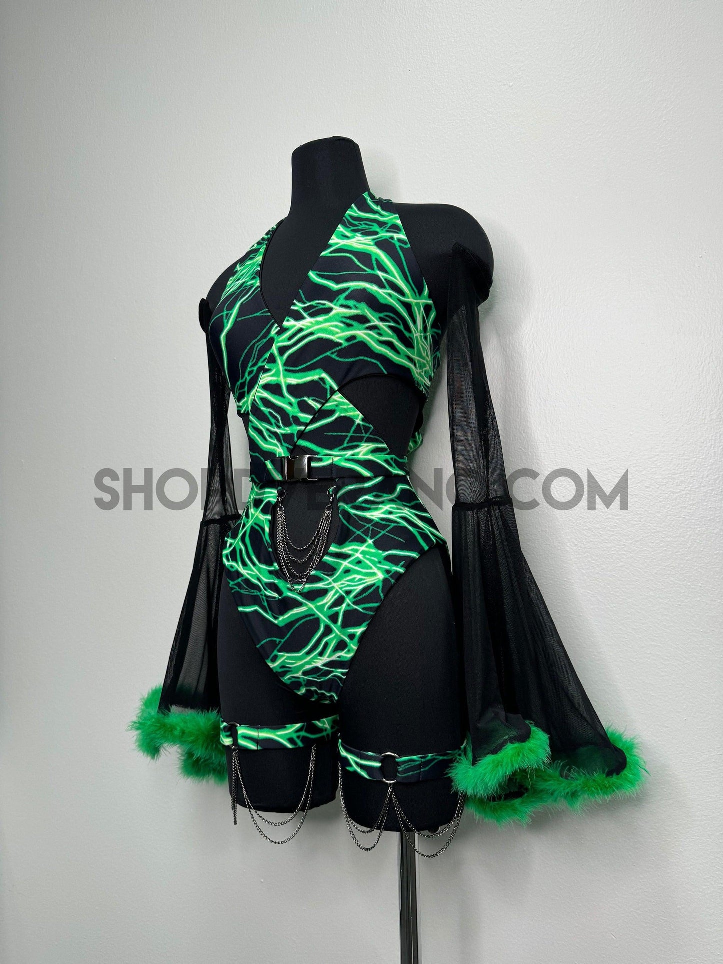 Conjunto Electric Thunder, conjunto de atuendos para festivales, conjunto de atuendos para rave, conjunto para festivales, conjunto de atuendos para festivales, conjunto de atuendos para rave de neón