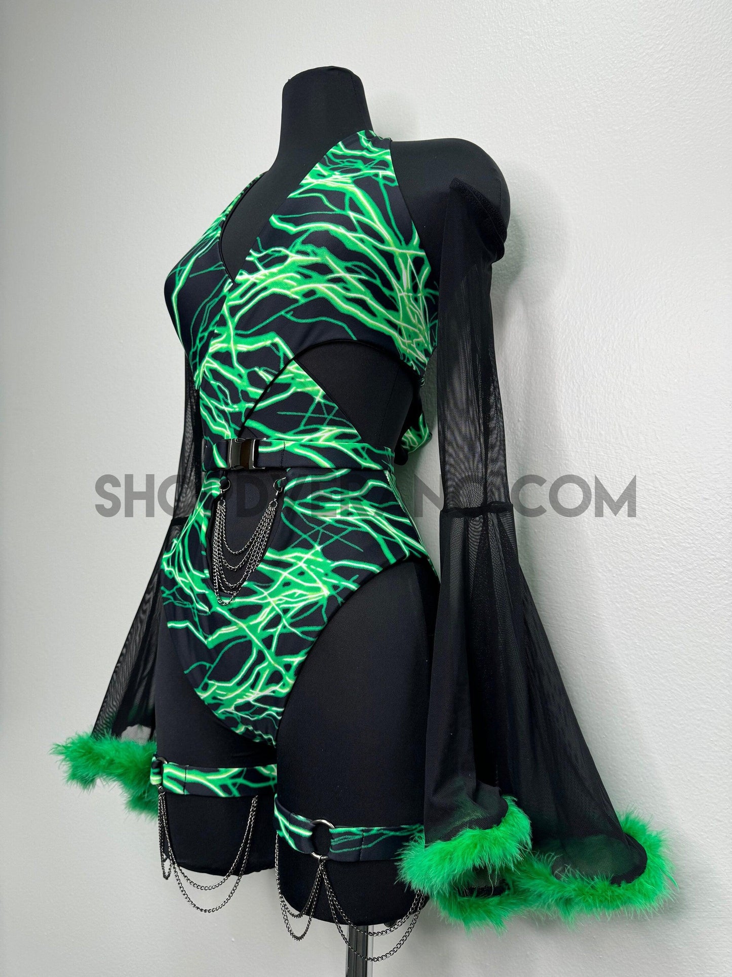 Conjunto Electric Thunder, conjunto de atuendos para festivales, conjunto de atuendos para rave, conjunto para festivales, conjunto de atuendos para festivales, conjunto de atuendos para rave de neón