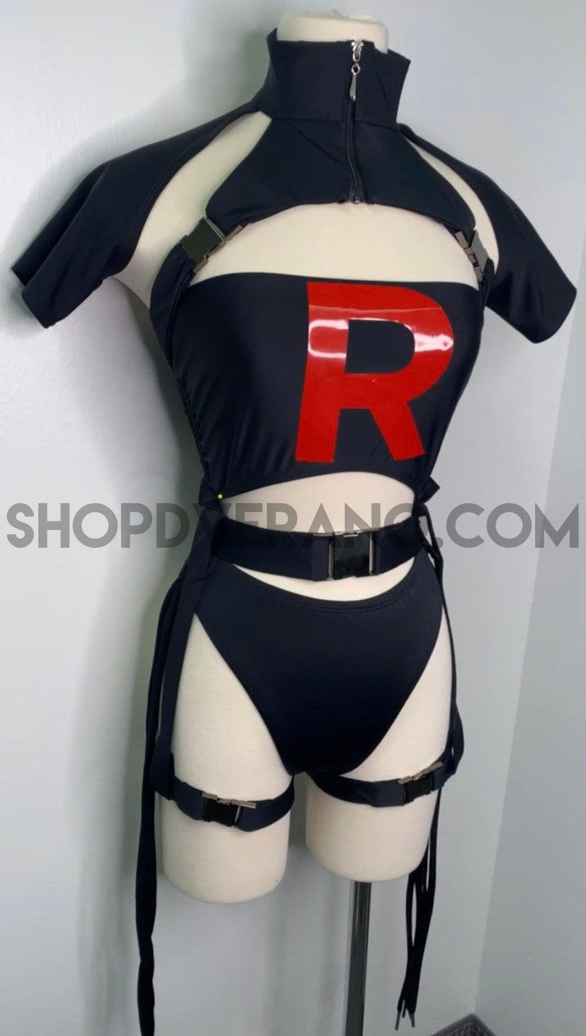 Pokémon Jessie Costume , Team Rocket , Accessorie Not Included , Removable Sticker , Cosplay Costume, Pokémon Cosplay