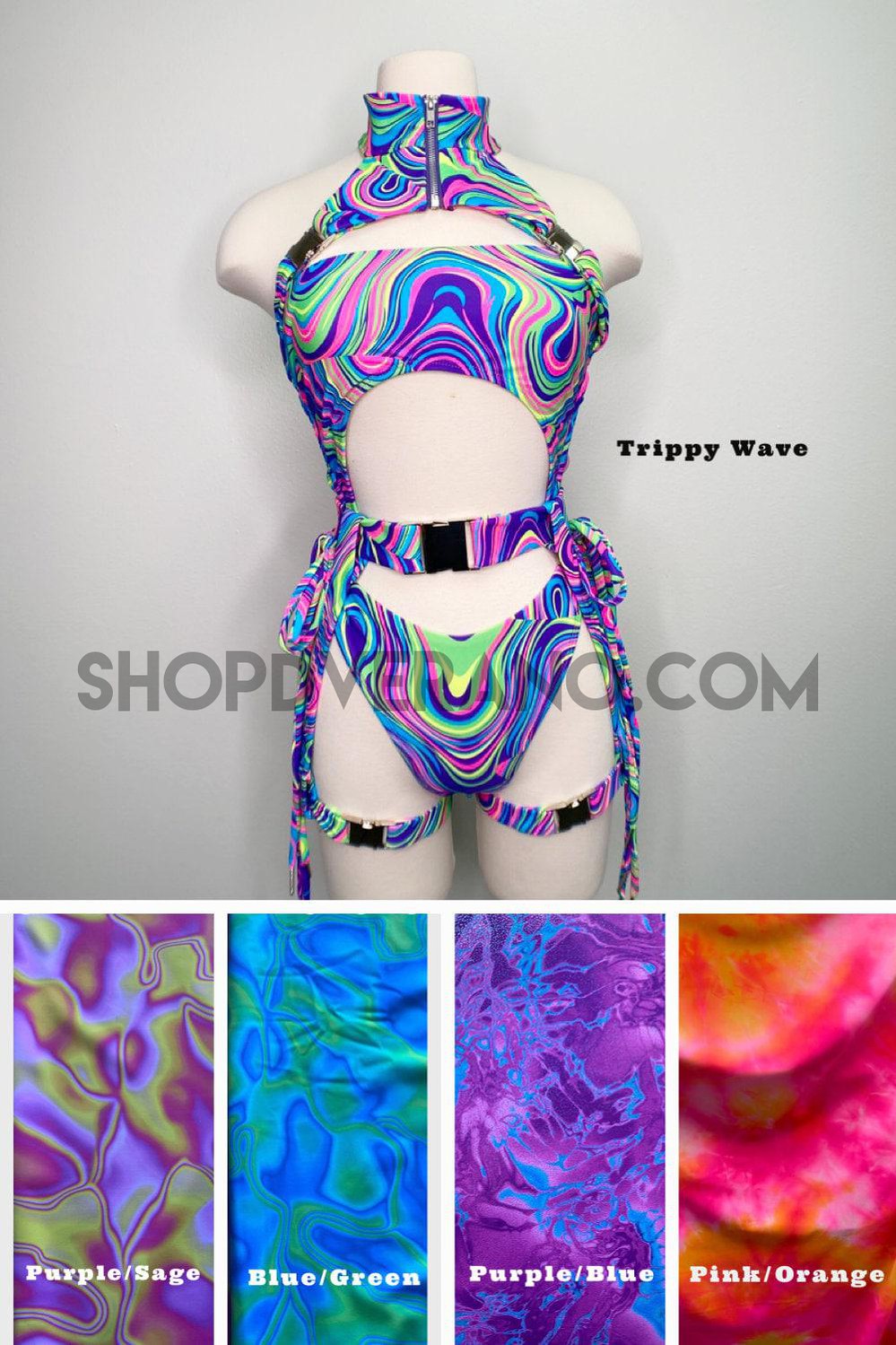 Festival Rave Women Clothing, Trippy Neon Rave outfit, Complete Rave Set, Carnival Costume , Rave Clothing