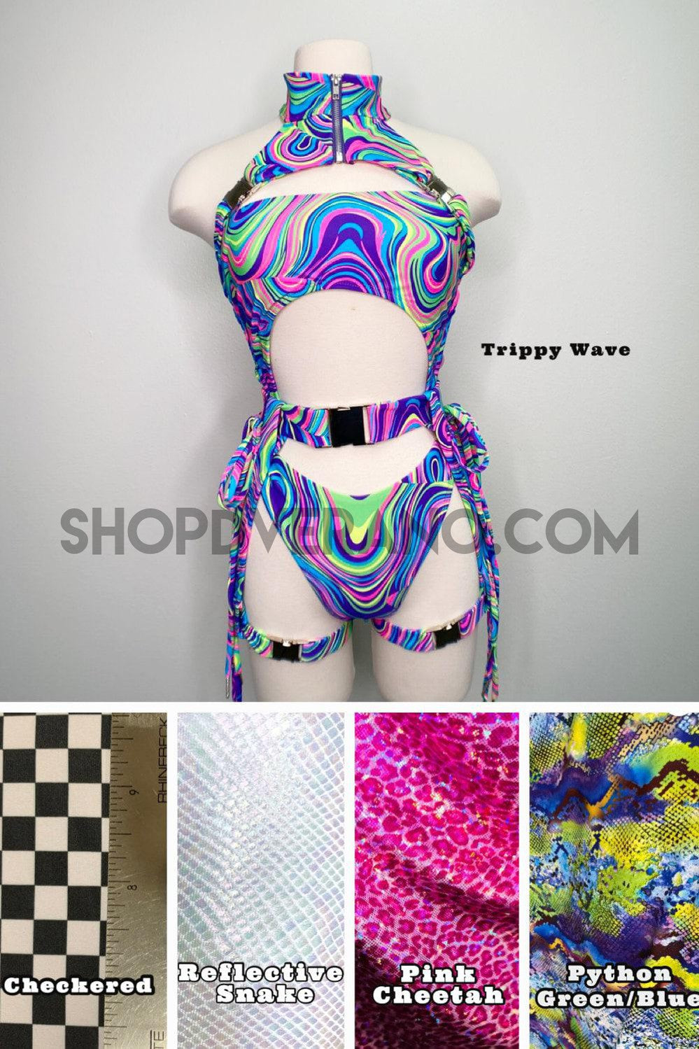 Festival Rave Women Clothing, Trippy Neon Rave outfit, Complete Rave Set, Carnival Costume , Rave Clothing