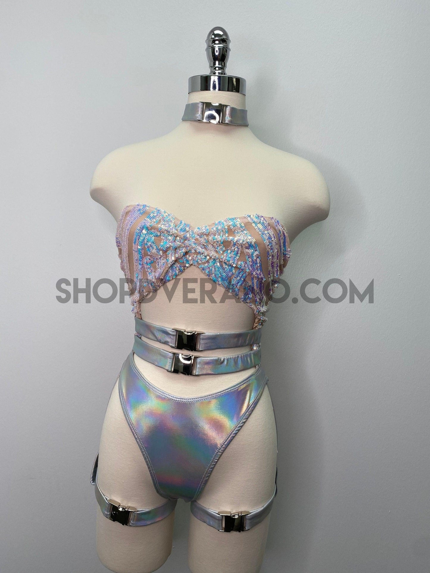 Holographic Rave Set, Holographic Swimsuit, Festival Costume, Rave Outfit, Sequins Holographic Outfit, Sequins Swimsuit