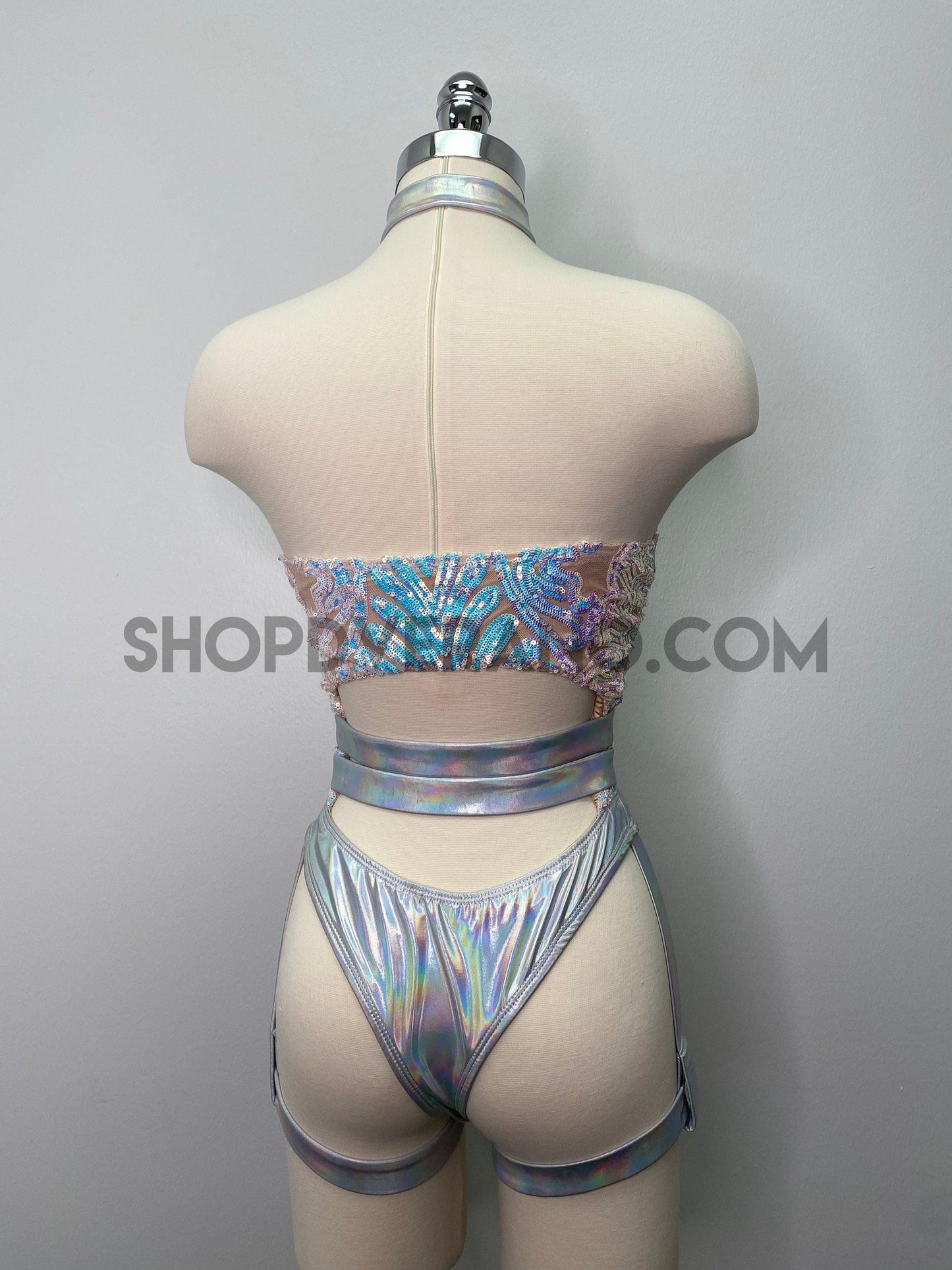 Holographic Rave Set, Holographic Swimsuit, Festival Costume, Rave Outfit, Sequins Holographic Outfit, Sequins Swimsuit