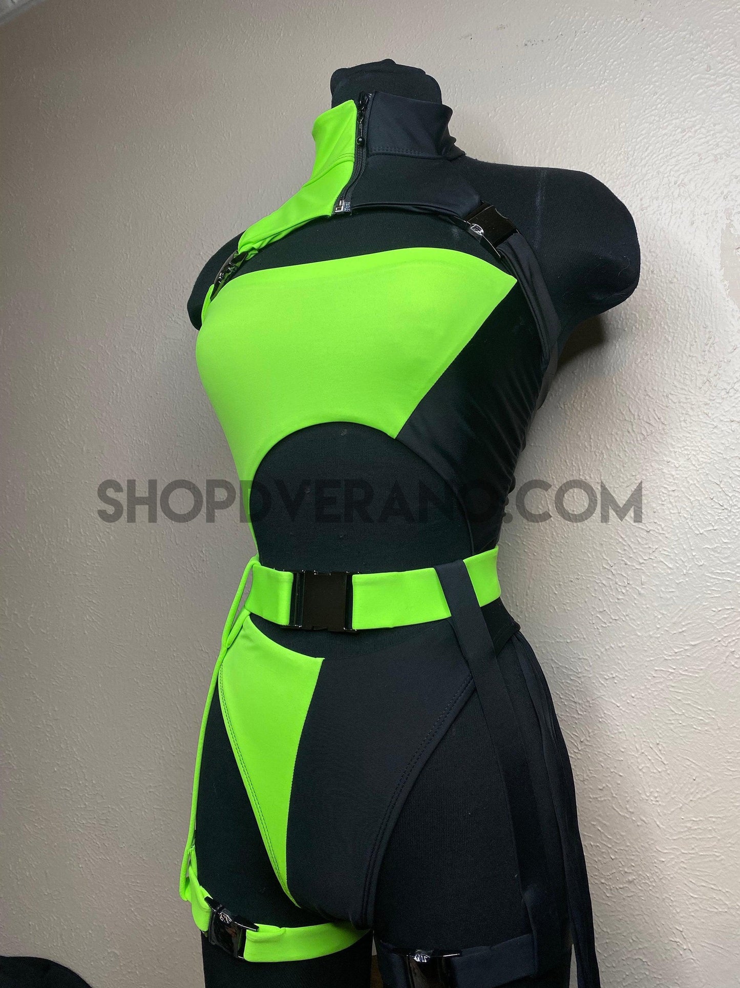 Disfraz de Shego, Cosplay de Shego, Disfraz de Halloween de Shego, Ropa de mujer para festivales, Traje de fiesta verde neón, Traje de Shego