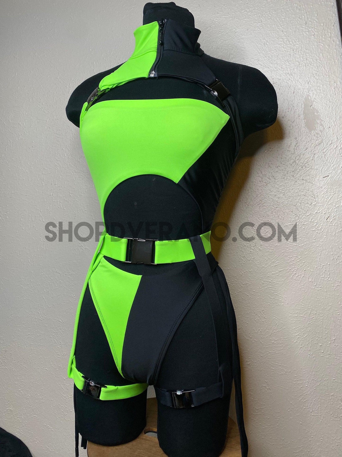 Disfraz de Shego, Cosplay de Shego, Disfraz de Halloween de Shego, Ropa de mujer para festivales, Traje de fiesta verde neón, Traje de Shego