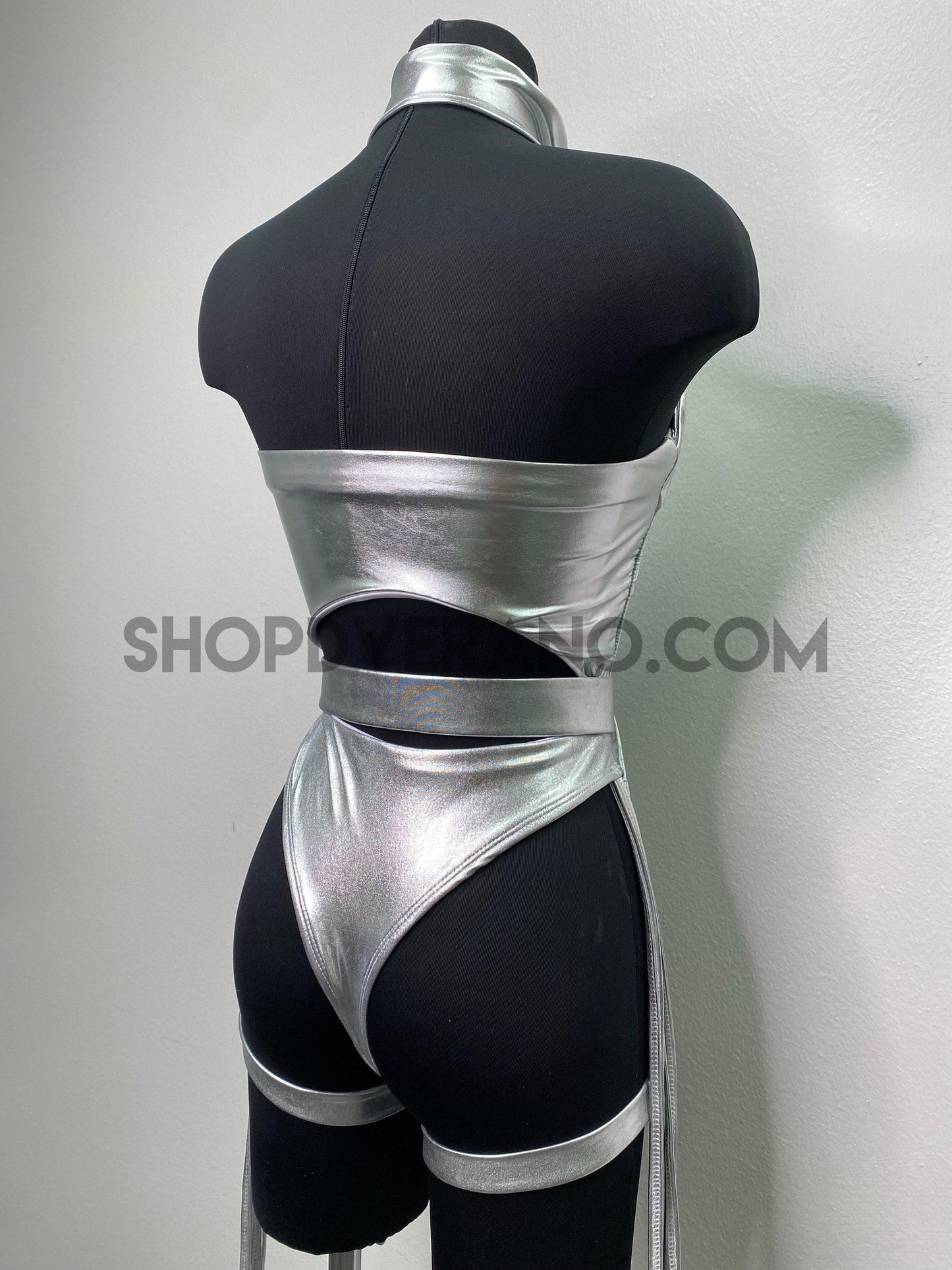 Rave Costume, Rave outfit, Silver Bodysuit, Silver Swimsuit, Festival Outfit, Rave Bodysuit, Rave Clothing, Rave Swimsuit Buckles