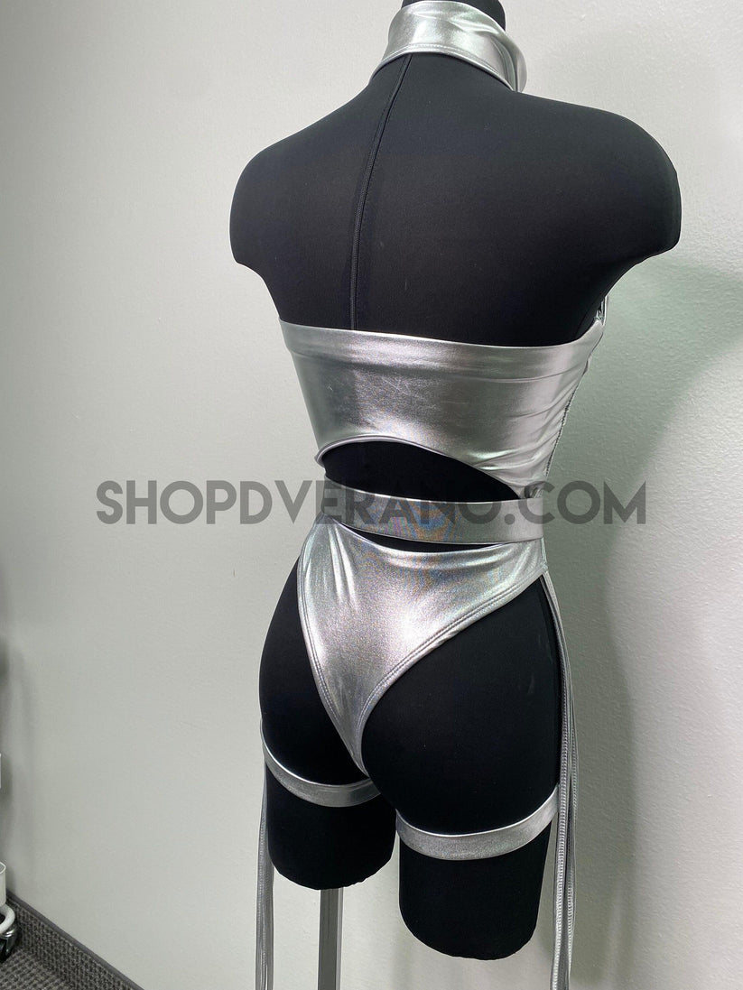 Rave Costume, Rave outfit, Silver Bodysuit, Silver Swimsuit, Festival ...