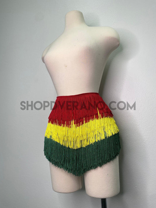 Rasta Fringe Shorts, Rasta Shorts, Fringe Shorts